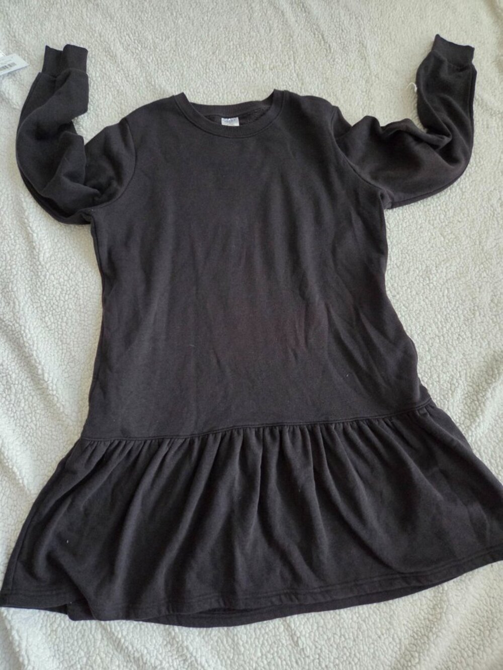 Serra Black Fleece Sweatshirt Dress Large Long Sleeve